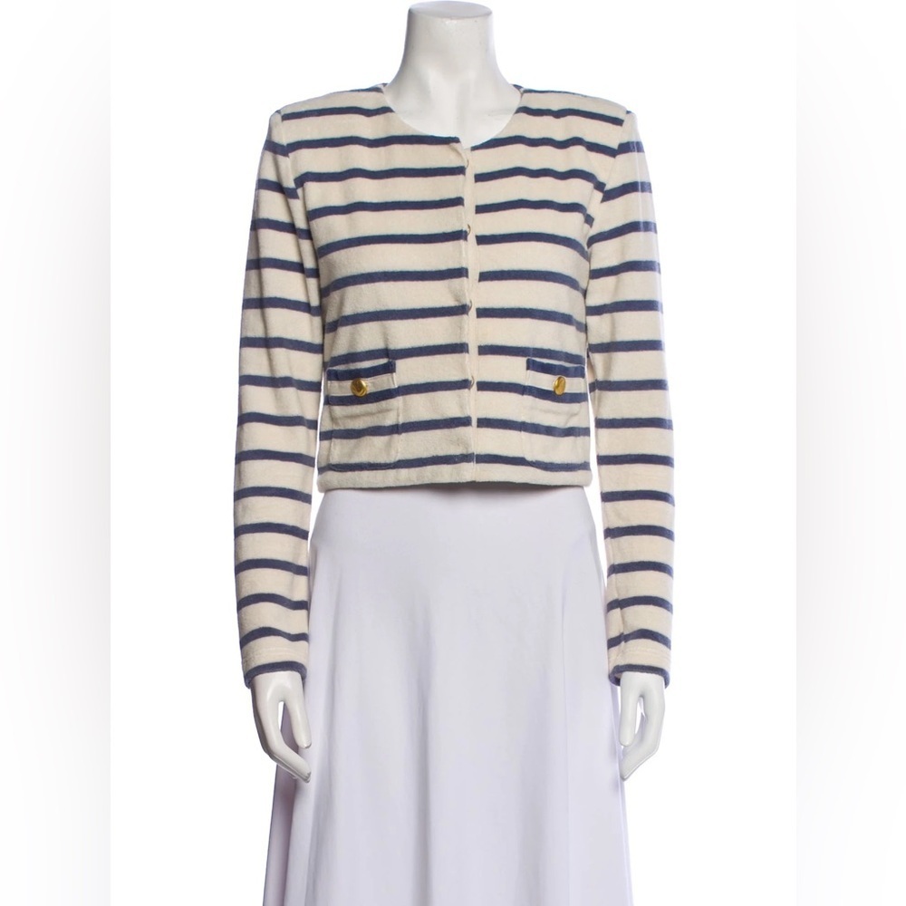 Le Superbe Striped Bolero Stripe Blue and White Jacket Size Small